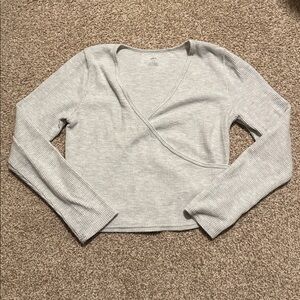 NWOT Aerie Waffle Faux Wrap Long Sleeve